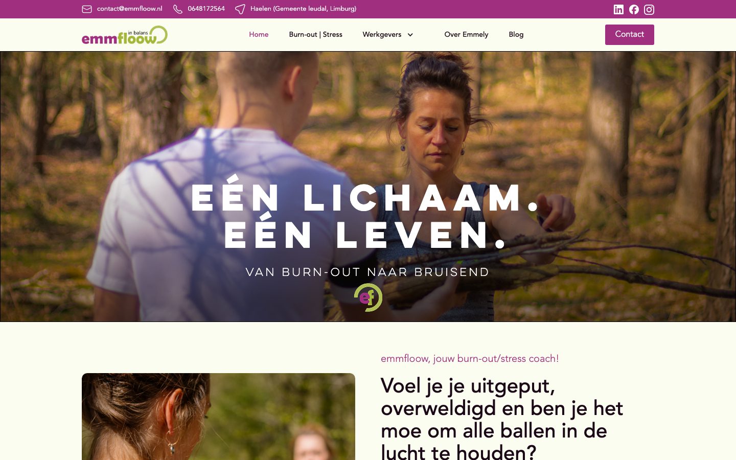De Webflow-site van Emmfloow, met lokale pagina's