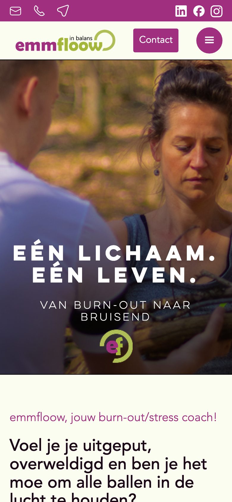 Homepage van Emmfloow op een telefoon