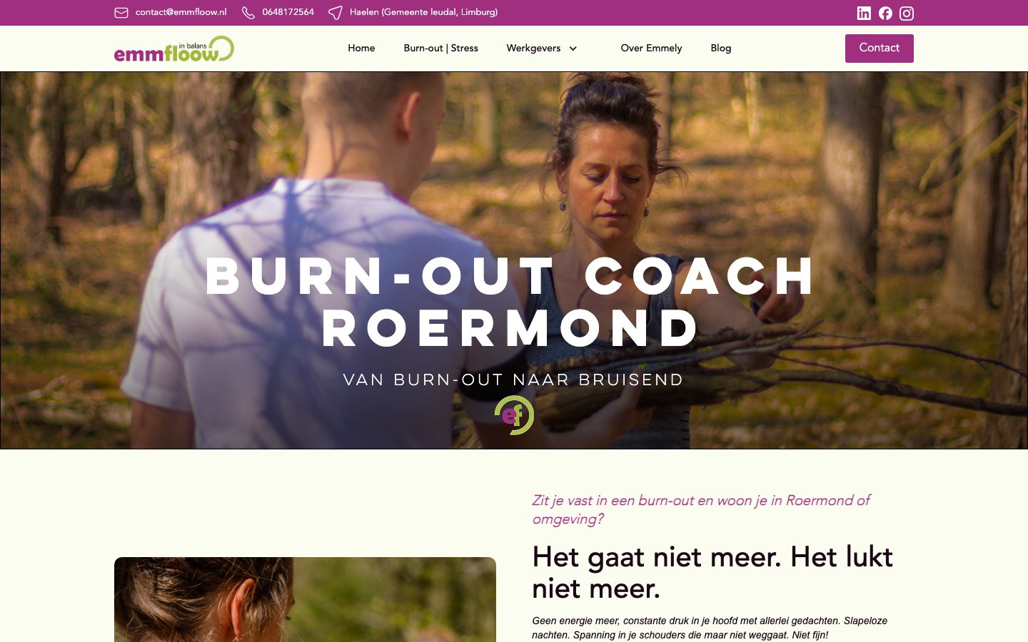 Landingspagina "Burn-out coach Roermond"