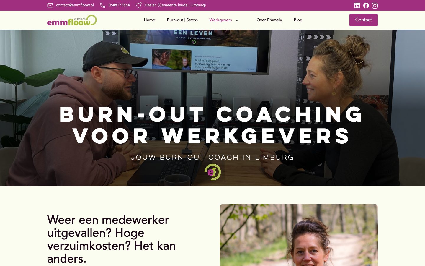 Pagina "Burn-out coaching voor werkgevers"