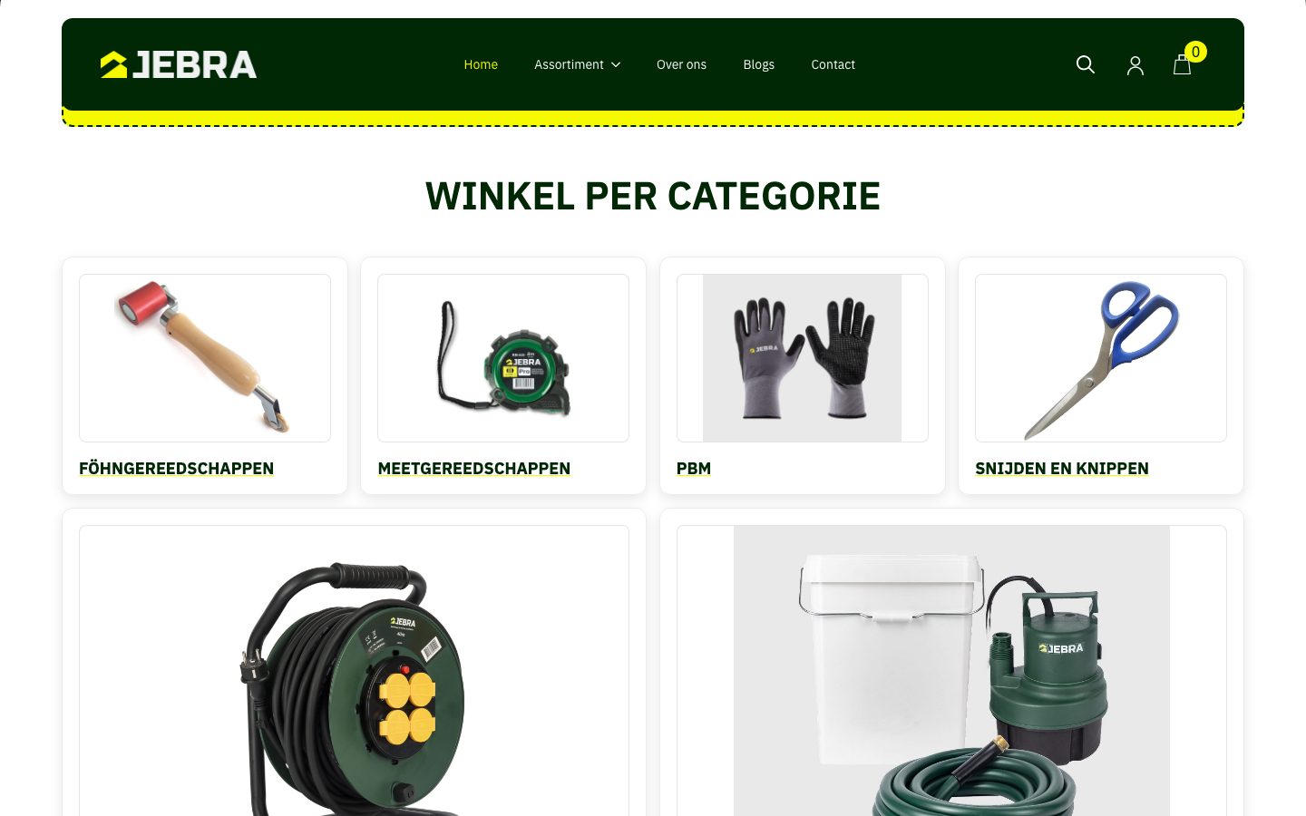 Sectie "Winkel per categorie"