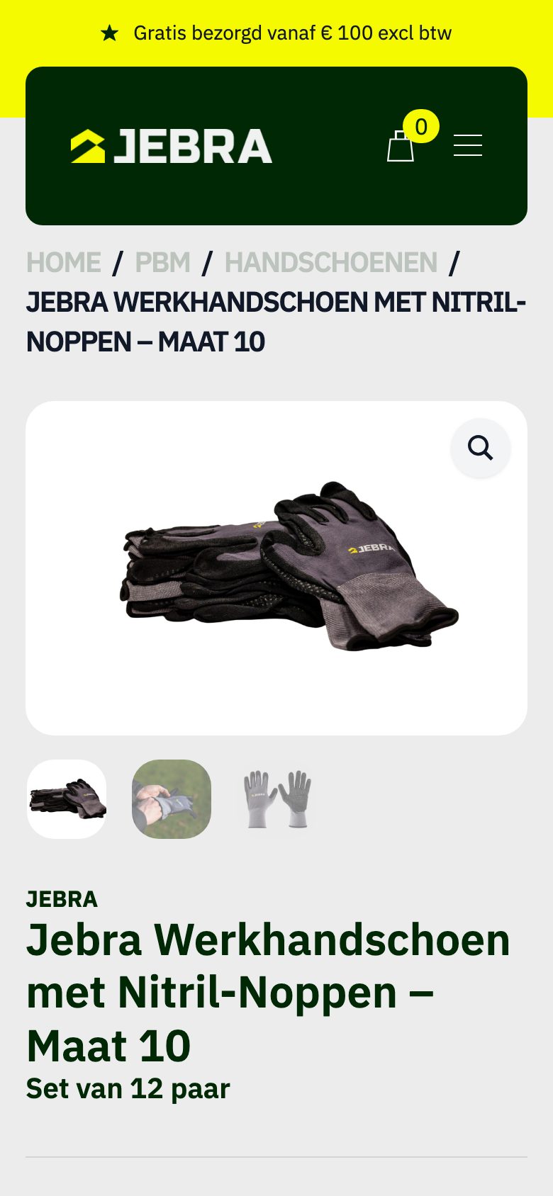 Productpagina op een telefoon