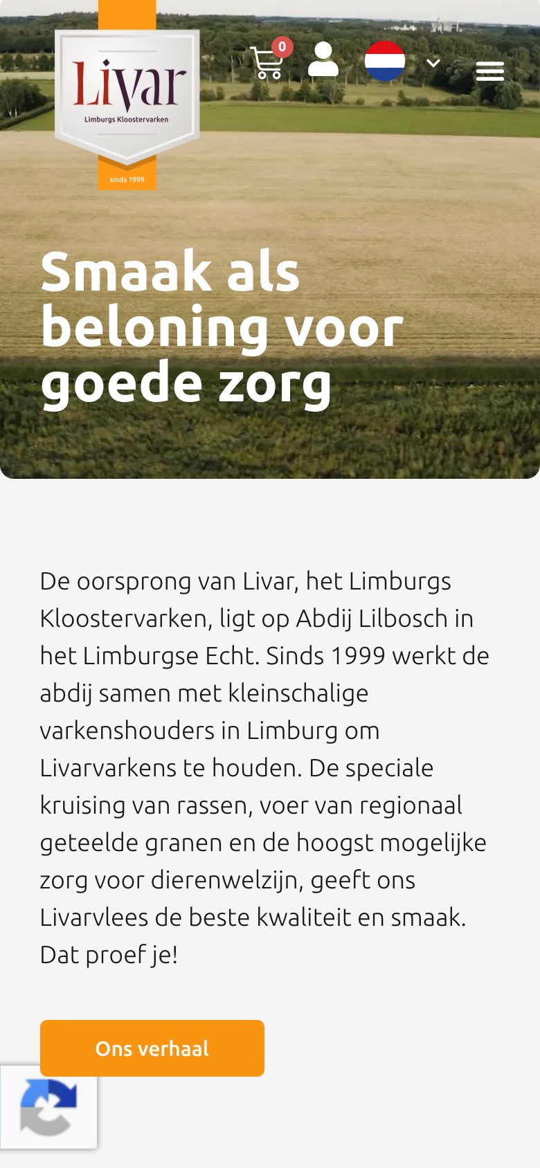 Homepage van Livar op een telefoon