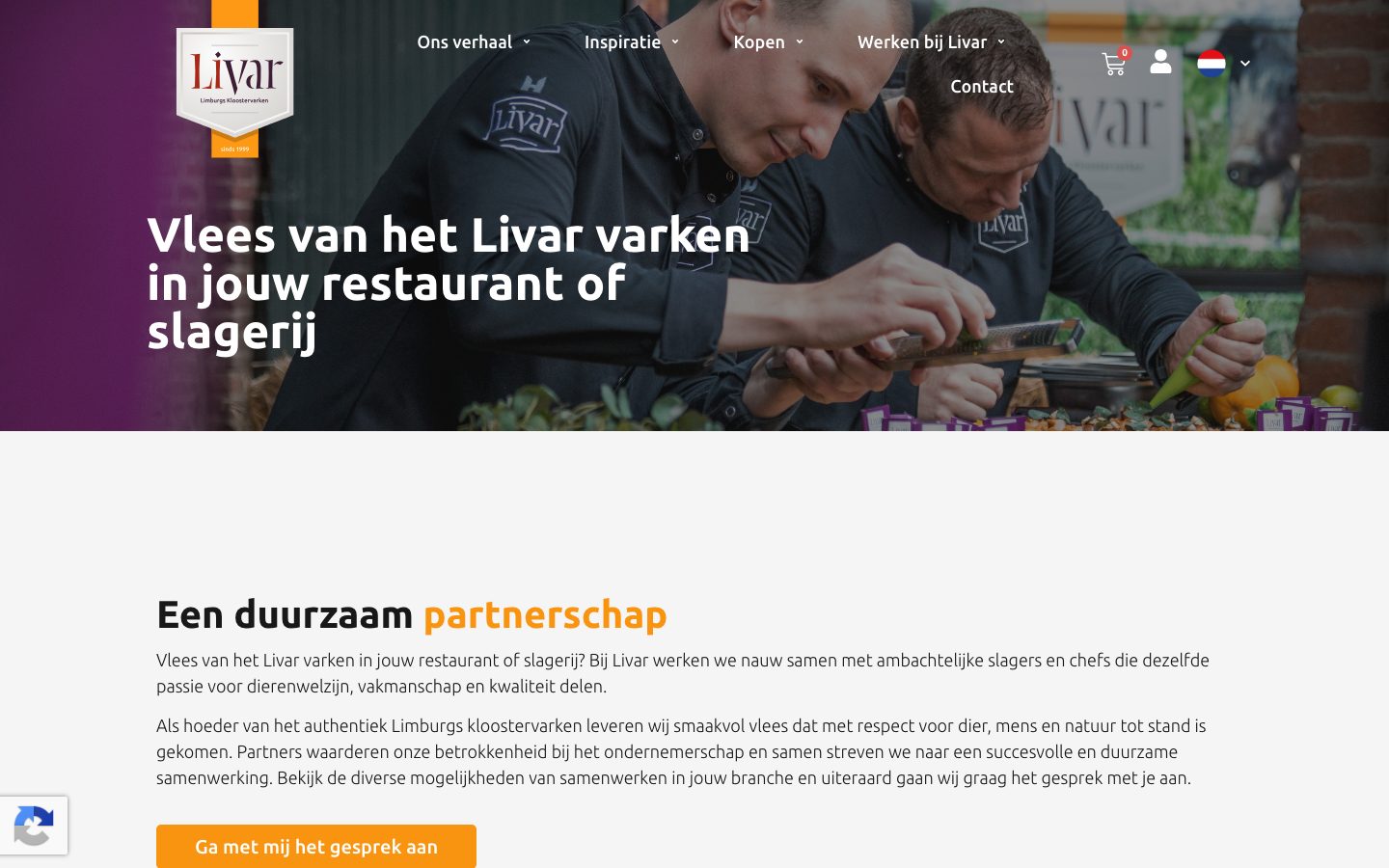 Pagina "Vlees van het Livar varken in jouw restaurant of slagerij"