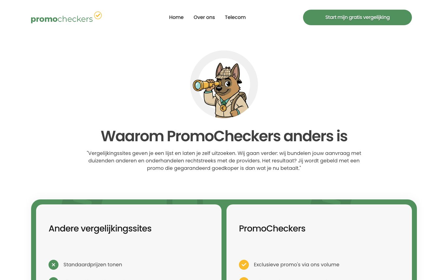 Sectie "Waarom PromoCheckers anders is" met een vergelijking