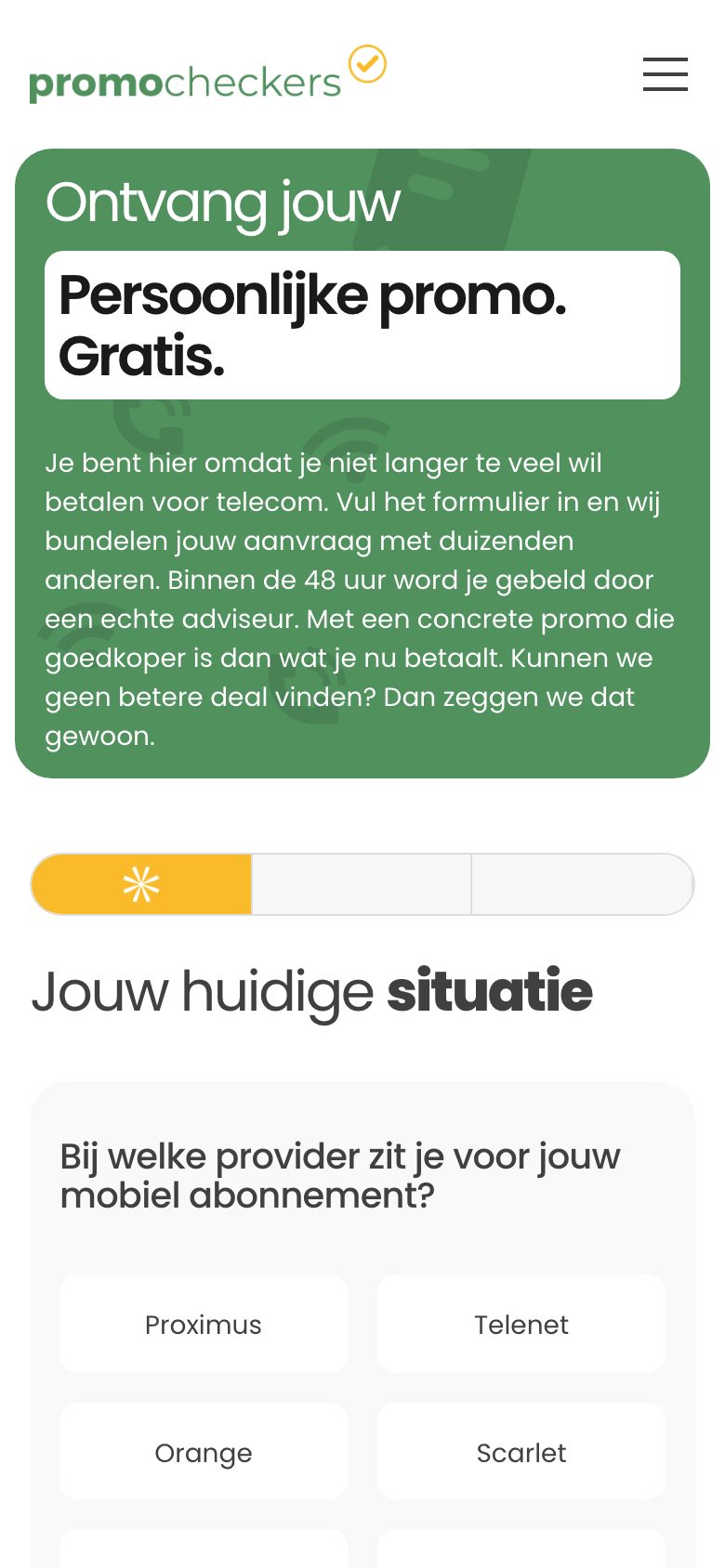 Vergelijkformulier op een telefoon