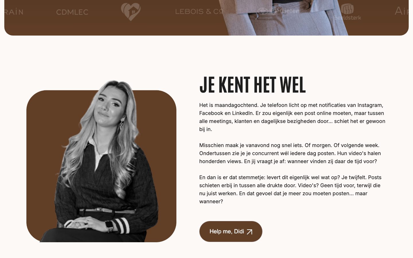 Sectie "Je kent het wel" met een portret