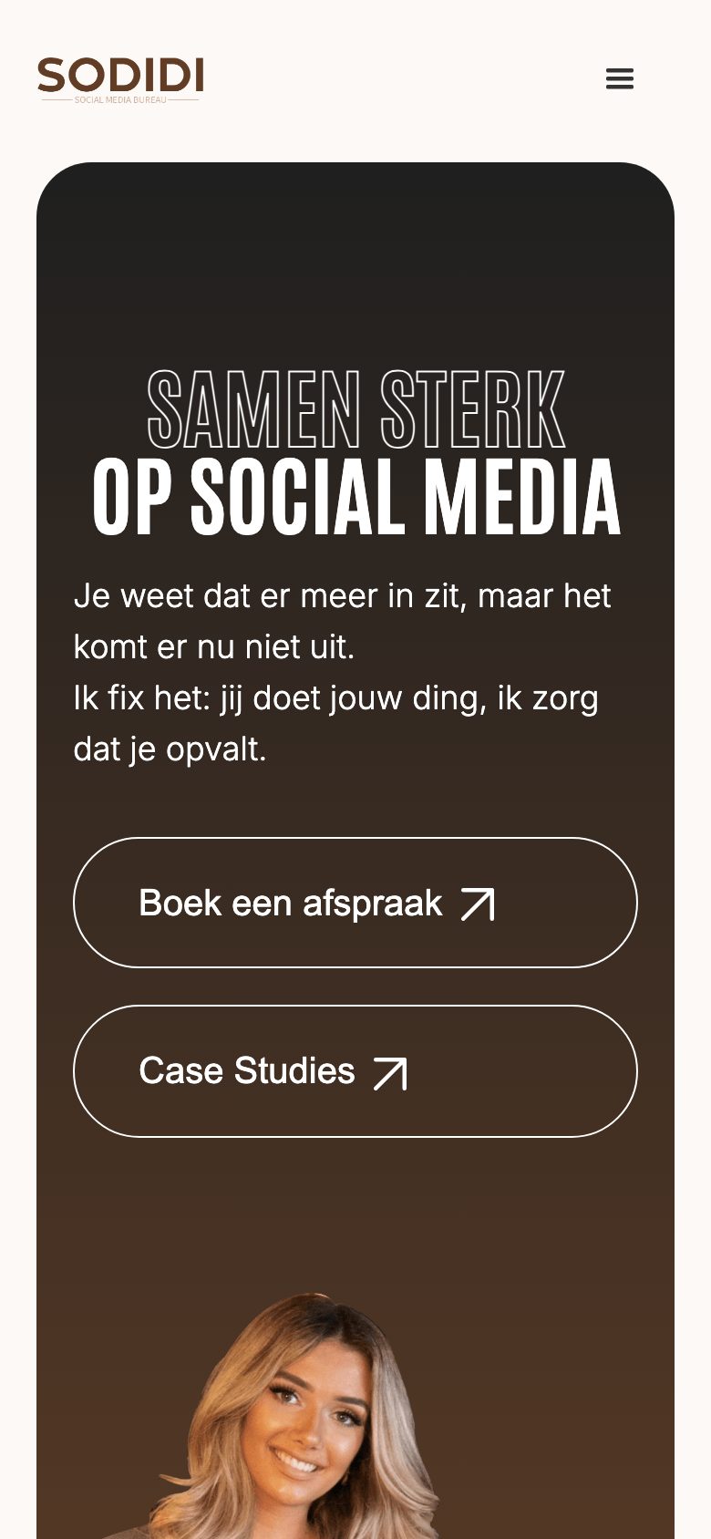 Homepage van SODIDI op een telefoon