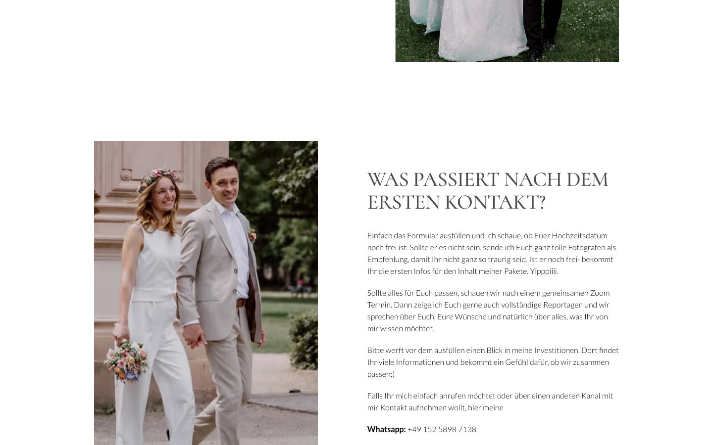 Contactpagina met de uitleg "Was passiert nach dem ersten Kontakt?"